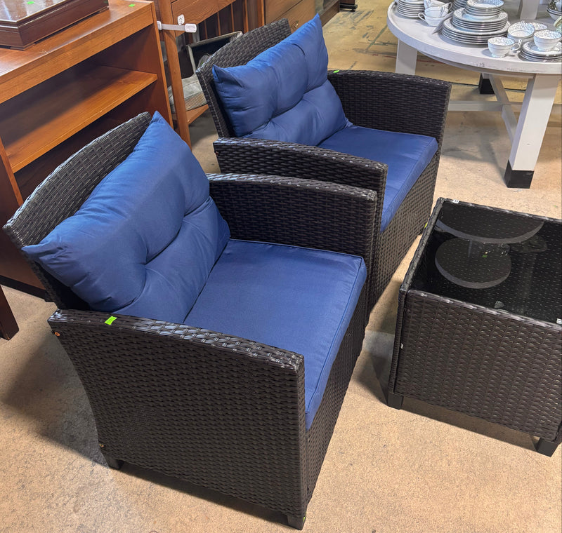 Costway 3-Piece Patio Rattan Cushioned Conversation Set