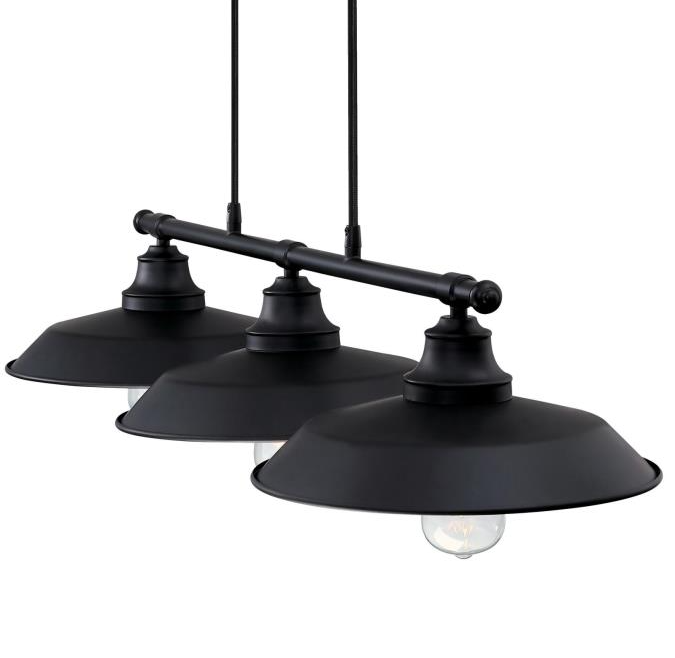 Iron Hill 3-Light Black Pulley Pendant