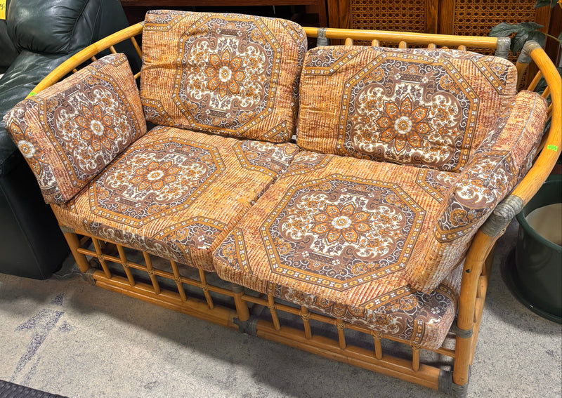 Mid-cenury Rattan Two-Seater Sofa