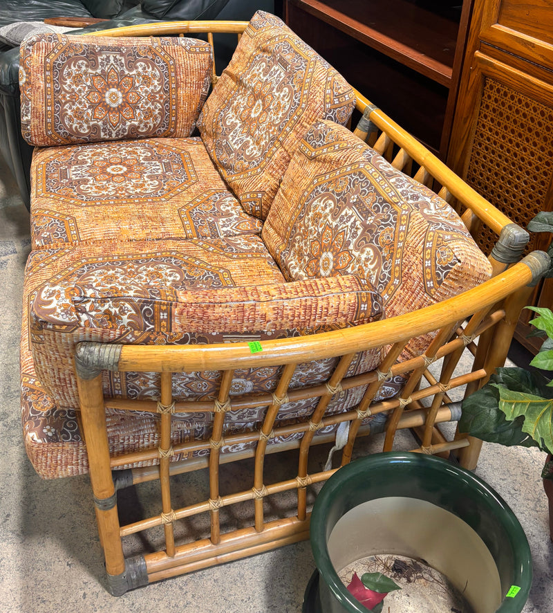 Mid-cenury Rattan Two-Seater Sofa