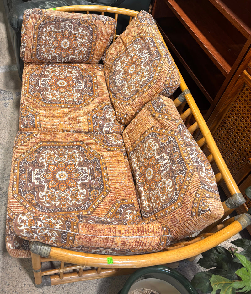 Mid-cenury Rattan Two-Seater Sofa