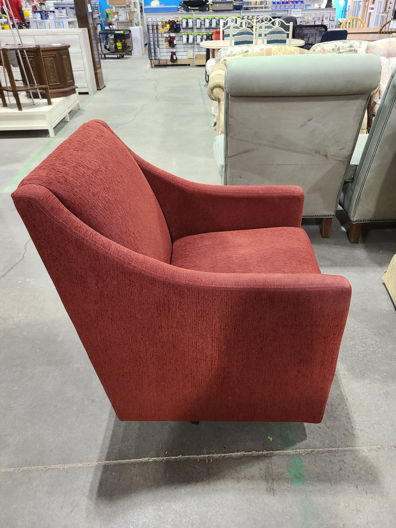 Modern Terracotta Red Fabric Armchair