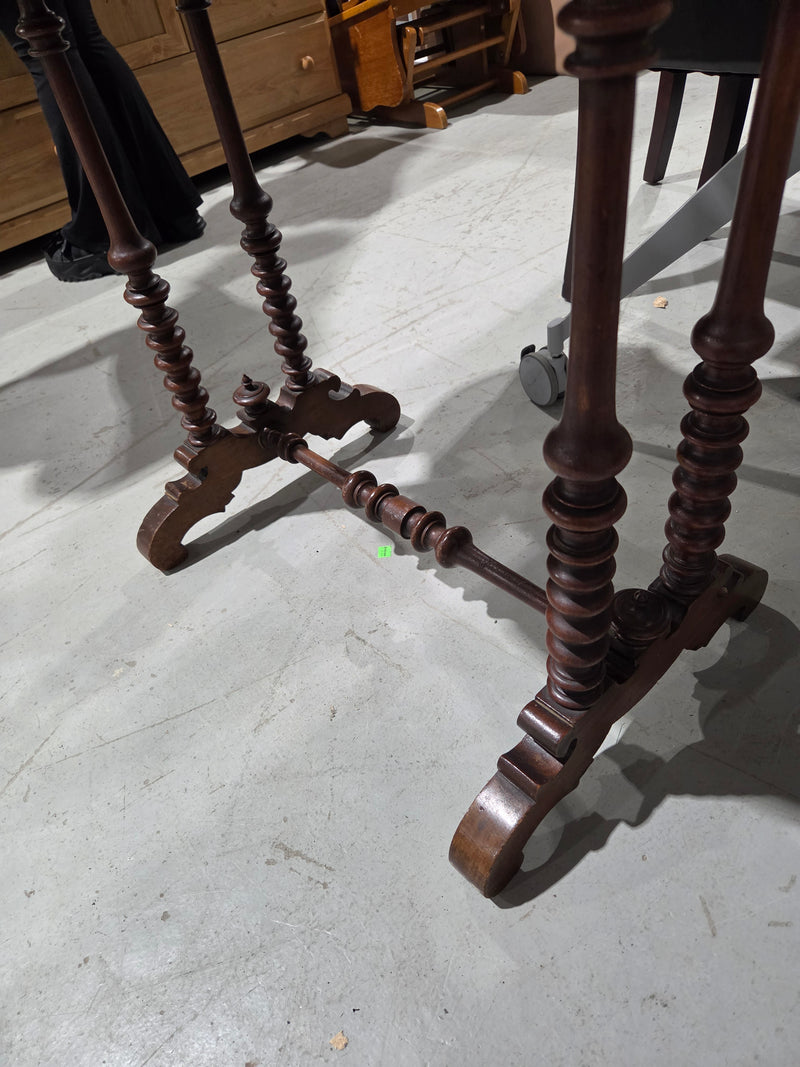Antique Victorian Style Walnut Turtle-Top Parlor Table