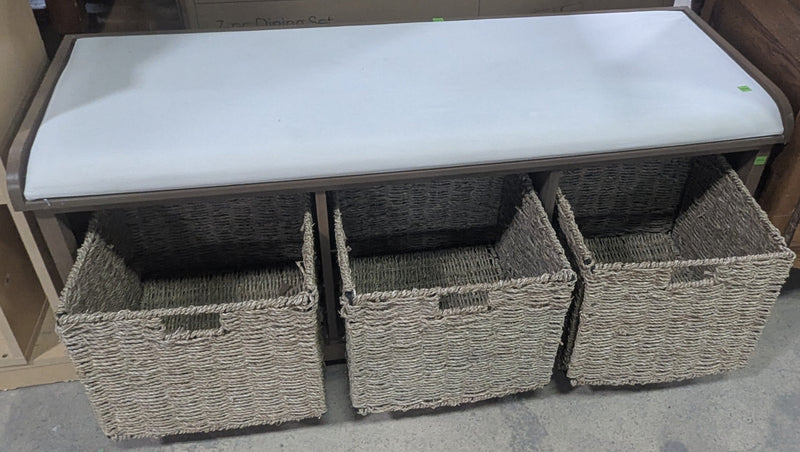 Brown and White Storage Bench