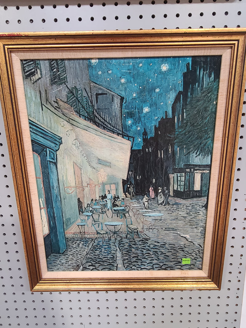 Framed Canvas Print – Vincent van Gogh "Café Terrace at Night" Reproduction
