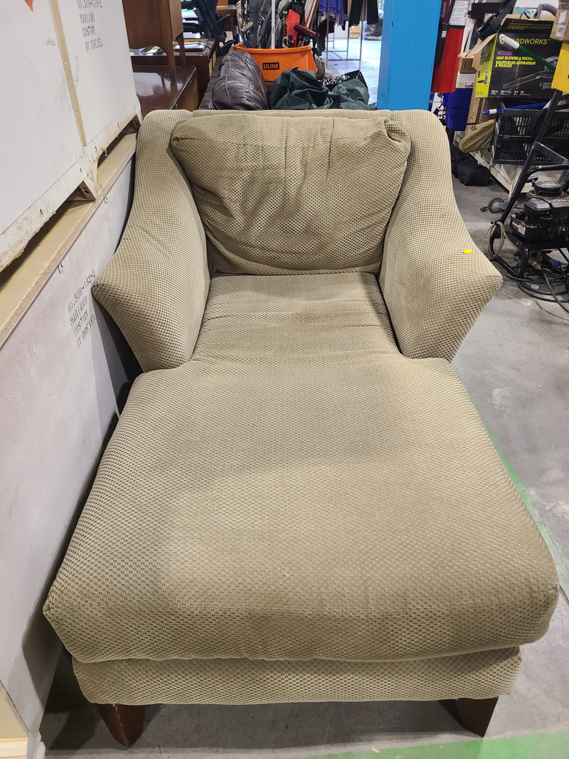 Upholstered Beige Chaise Lounge Chair
