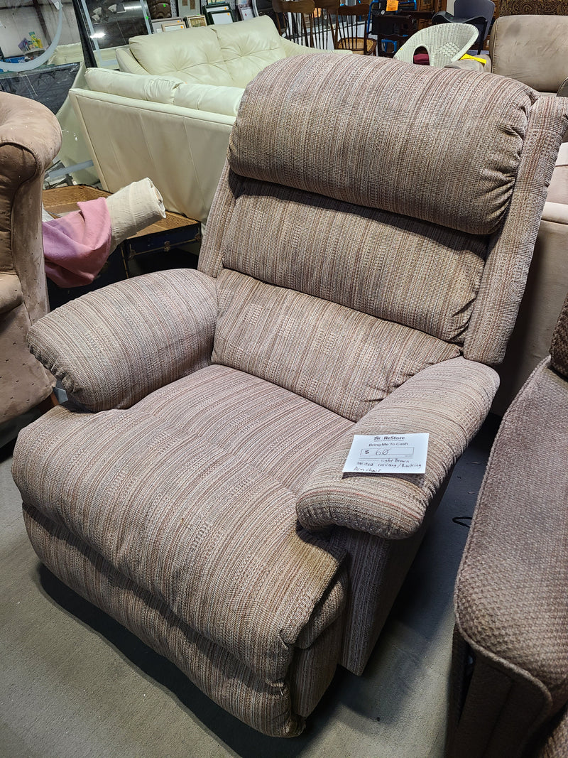 Plush Striped Rocking Recliner Armchair
