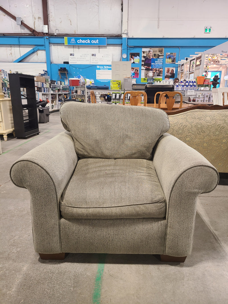 Plush Sage Green Textured Fabric Armchair