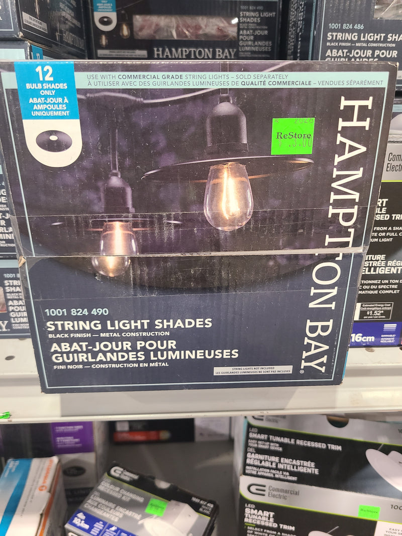 New Hampton Bay Black Metal Cone String Light Shades