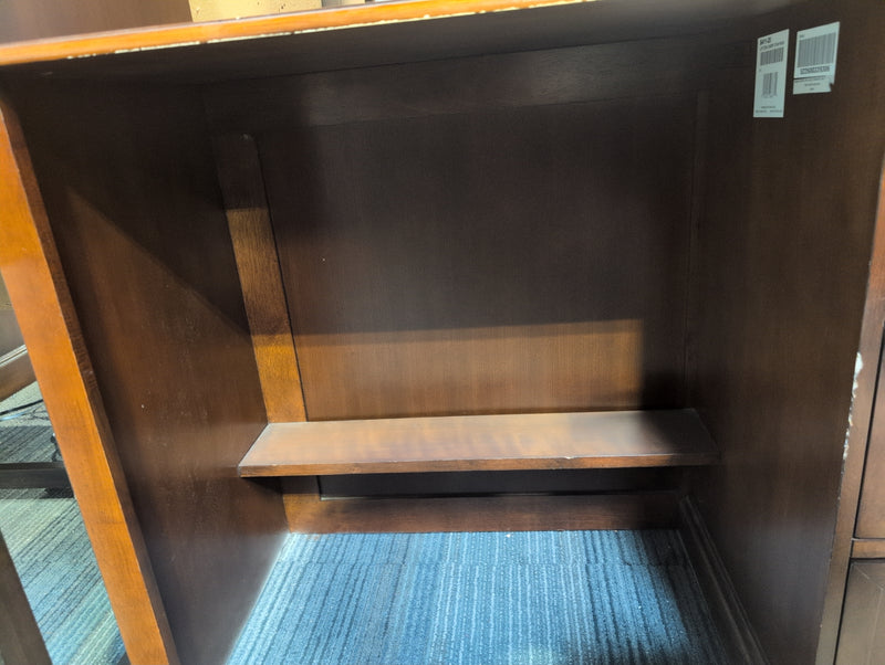 Reddish Brown Desk with Drawers, Shelf, and footrest