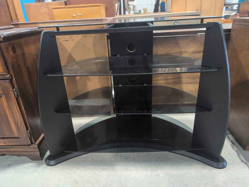 Corliving FP-3000 Midnight Black TV Stand with Glass Shelves