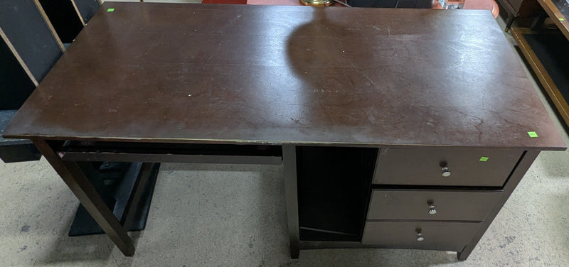 Dark Brown Desk with Three Drawers