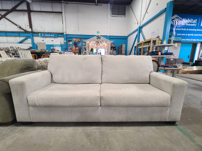 Modern Off-White 2-Cushion Textured Fabric Sofa