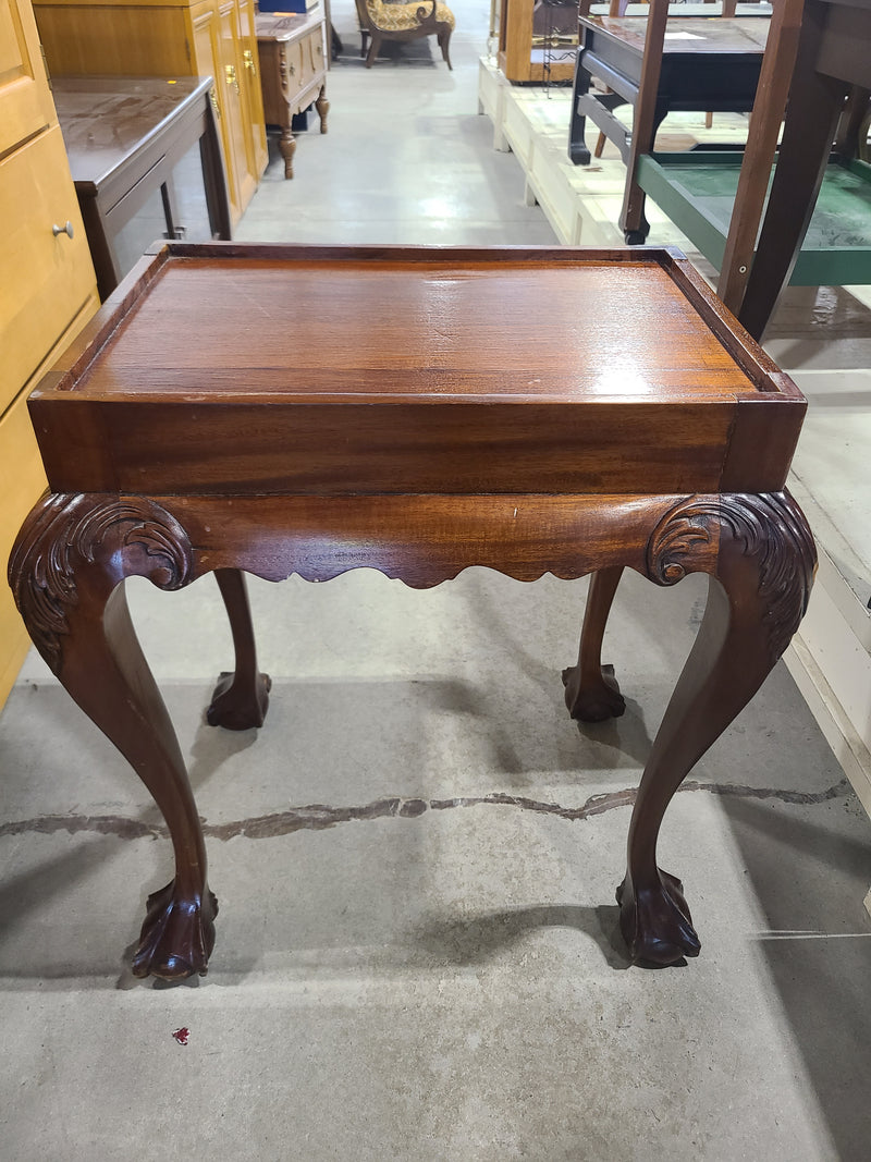 Chippendale-Style Tray-Top Accent Table with Ball-and-Claw Feet