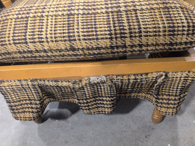 Light Colored Lounge Chair with Plaid Fabric