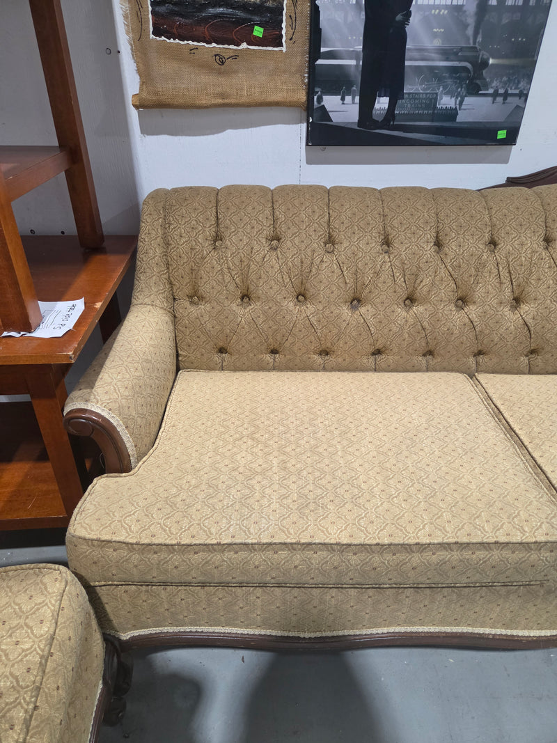 Vintage French Provincial Tufted Sofa