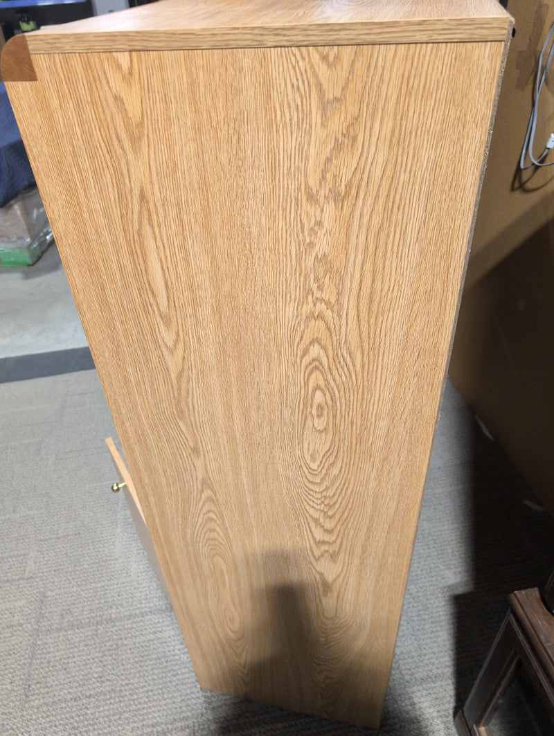 Light Brown Media Unit with Pull Out Shelf