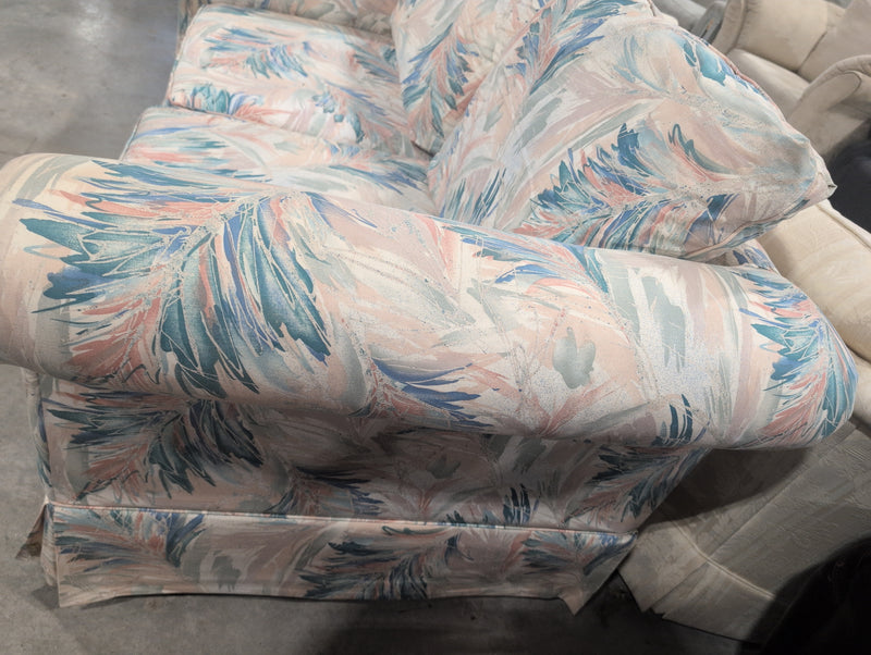 Pink, Blue, Teal, and White Loveseat