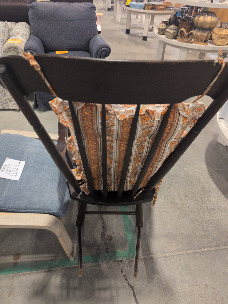 Wooden Rocking Chair with Floral Cushions