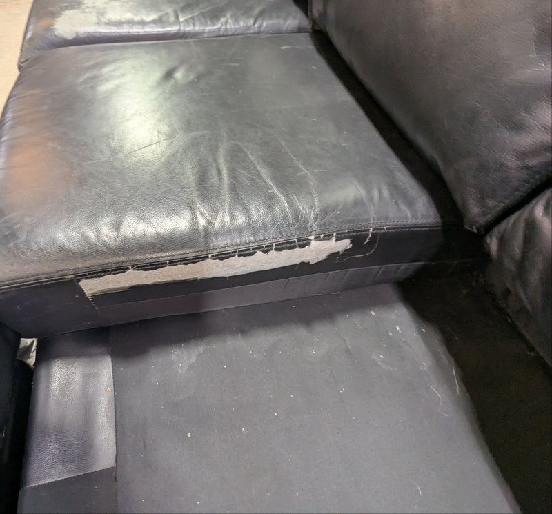 Black Faux-Leather L-Shaped Couch