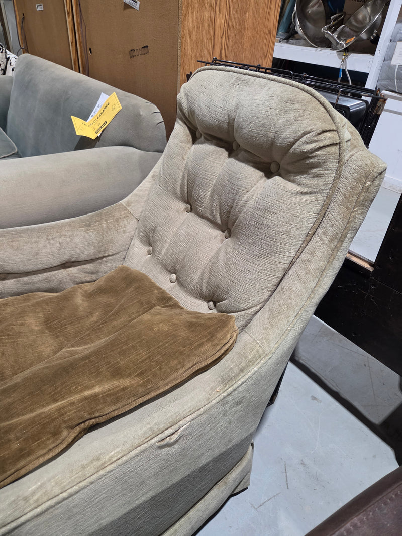 Vintage Muted Green Swivel Armchair