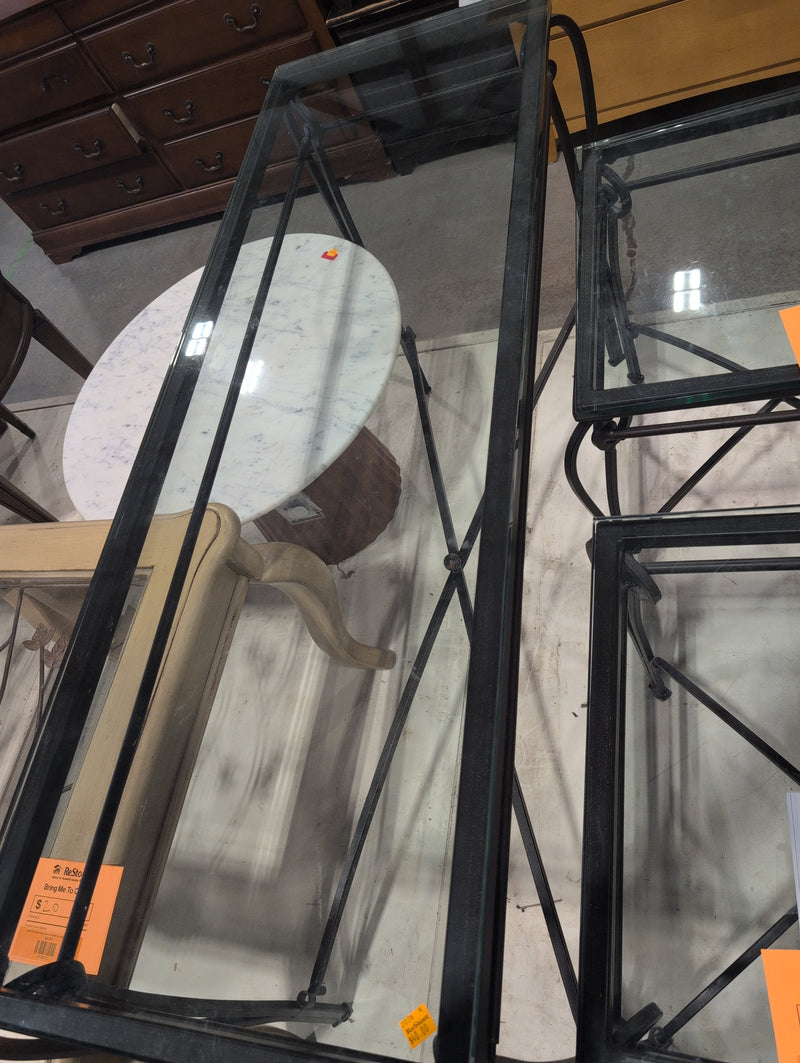 Metal Console Table with Transparent Glass Top