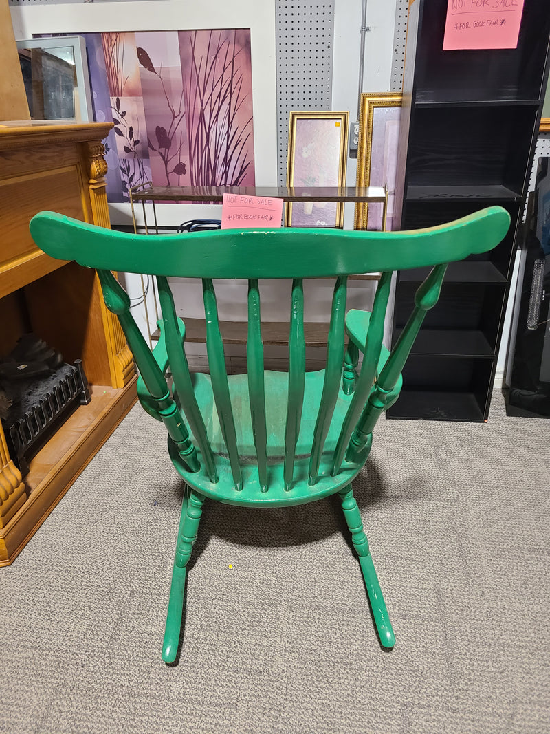 Charming Green Painted Wooden Rocking Chair