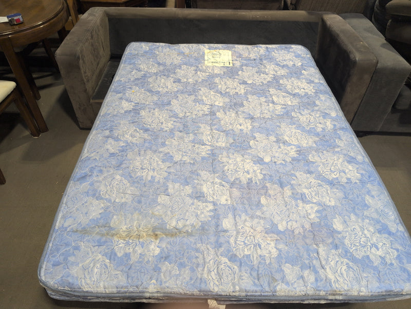 3 Seater Brown Sofa with Blue Pullout Bed with Floral Designs
