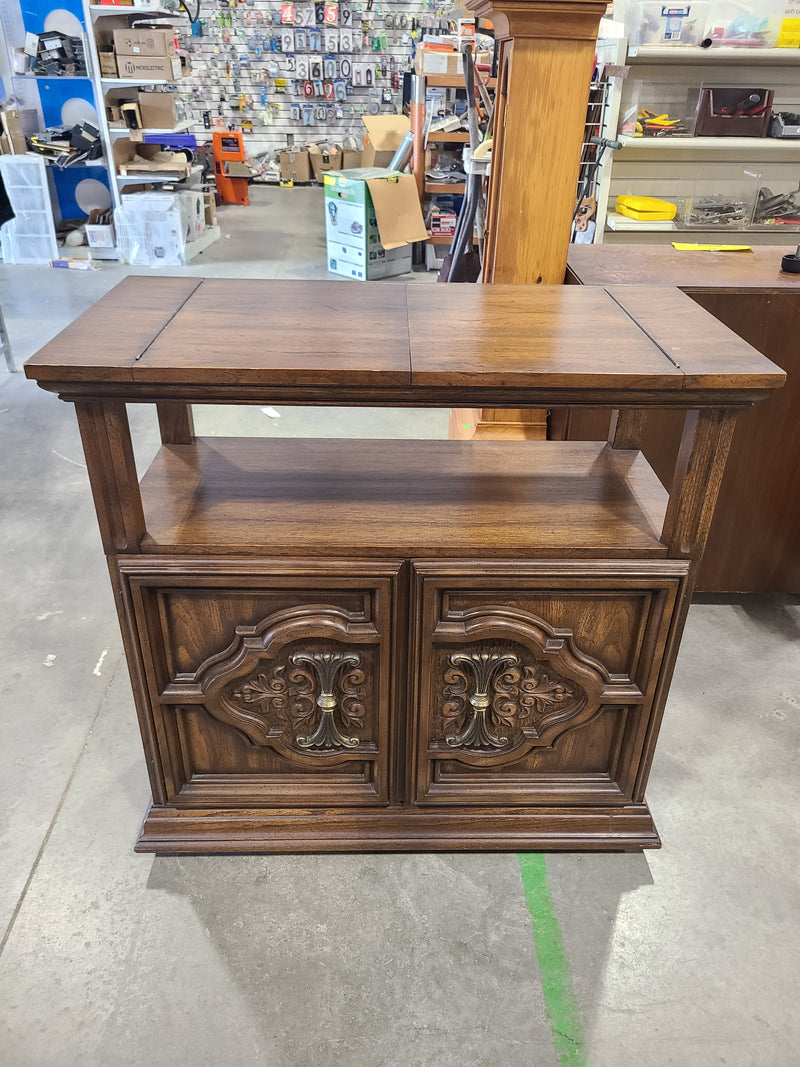 Vintage Spanish Mediterranean Style Flip-Top Dry Bar & Wine Cabinet