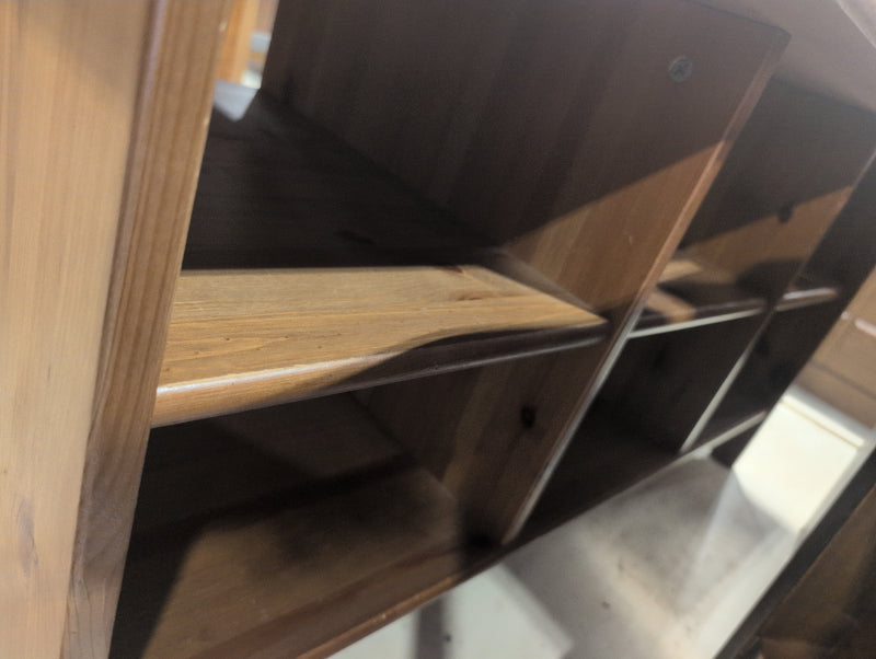 Knotty Pine Rectangular Coffee Table with Storage Cube Shelves