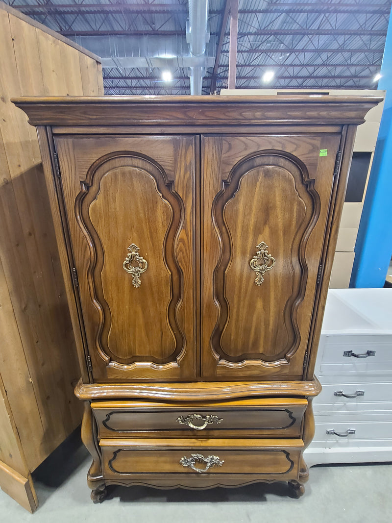 Vintage French Provincial Solid Wood Gentleman's Chest Armoire