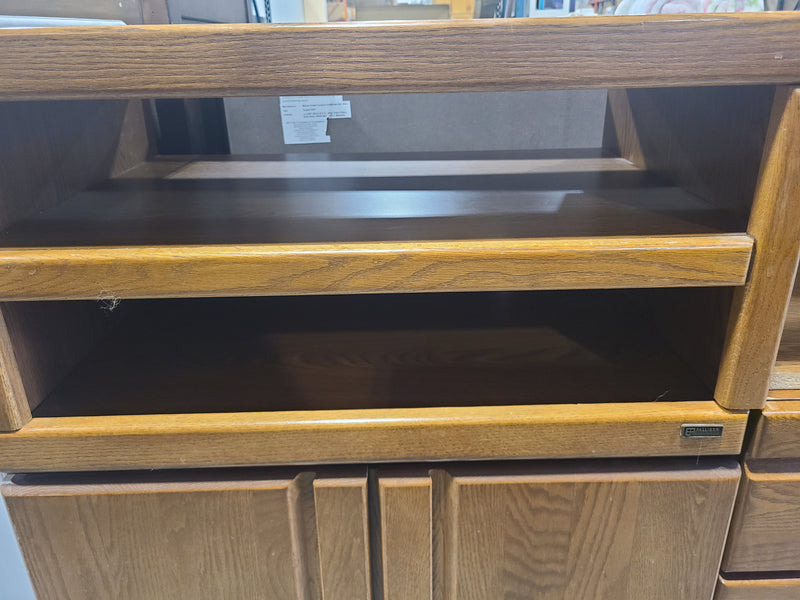 Classic Oak-Finish Media Console with Storage