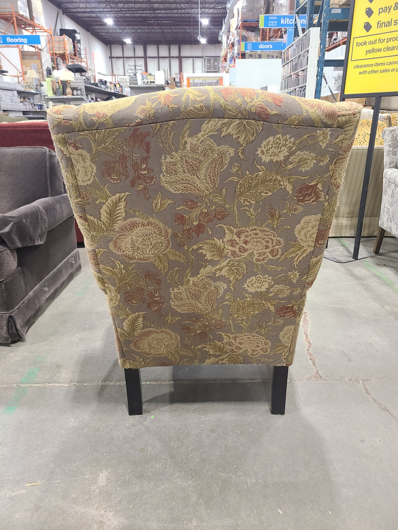 Traditional Floral Tapestry Wingback Accent Chair