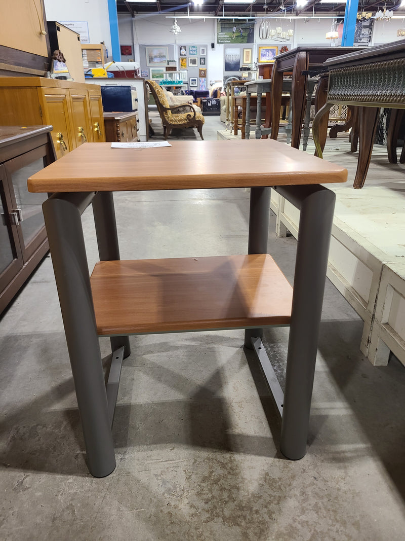 Modern Wood-Top Side Table with Metal Legs