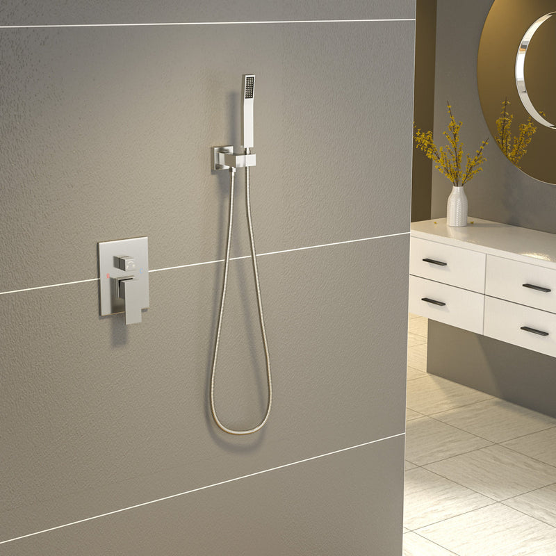 Luxury Ceiling-Mount Rain Shower System Combo Set in Brushed Nickel