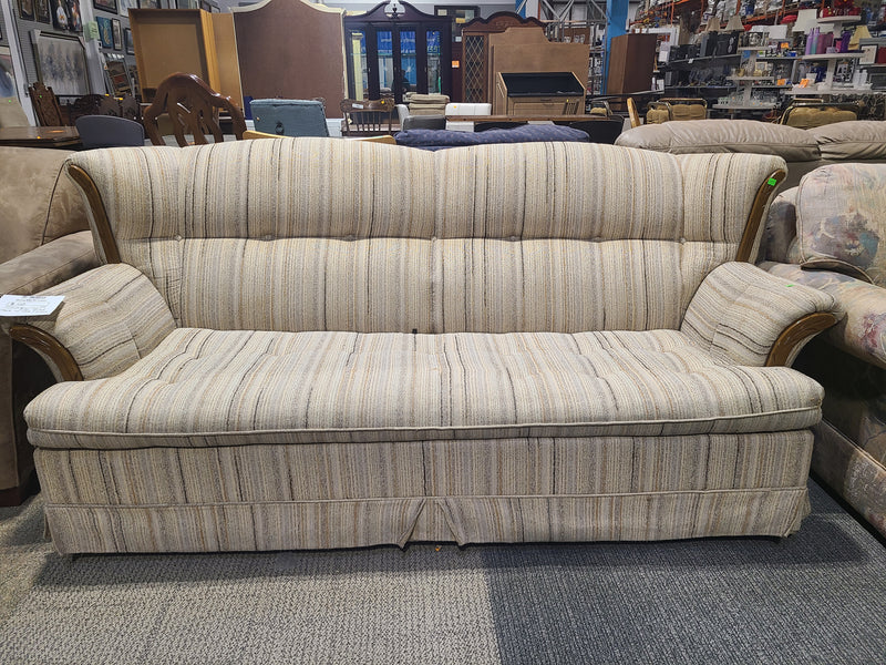 Vintage Wingback Striped Fabric Sofa