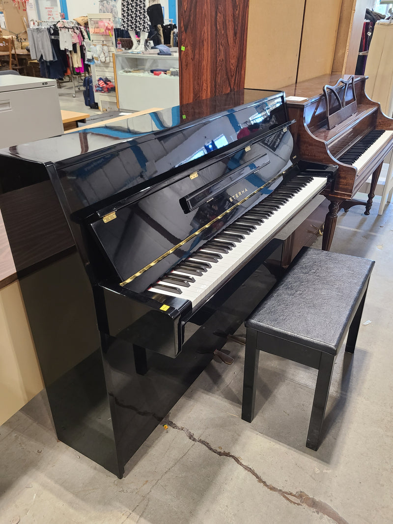 Eterna Polished Ebony Upright Piano with Bench
