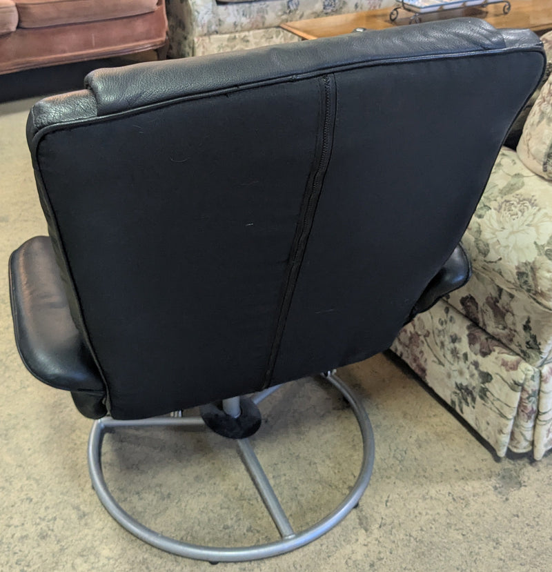 Black Swivel Armchair and Footstool