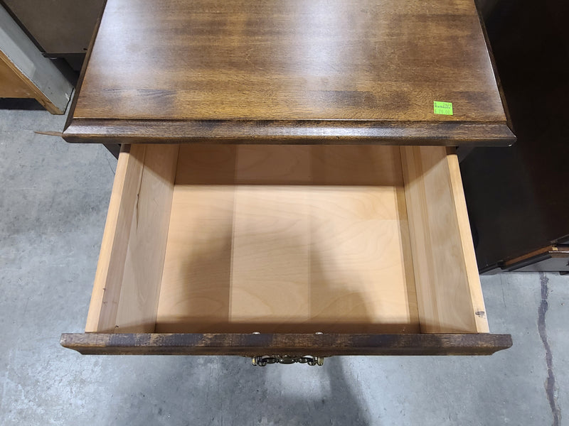 Traditional Solid Wood 2-Drawer Nightstand with Vintage Brass Hardware