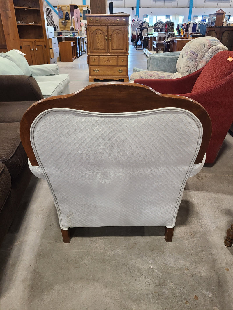 Vintage French Provincial Light Blue Diamond-Patterned Armchair