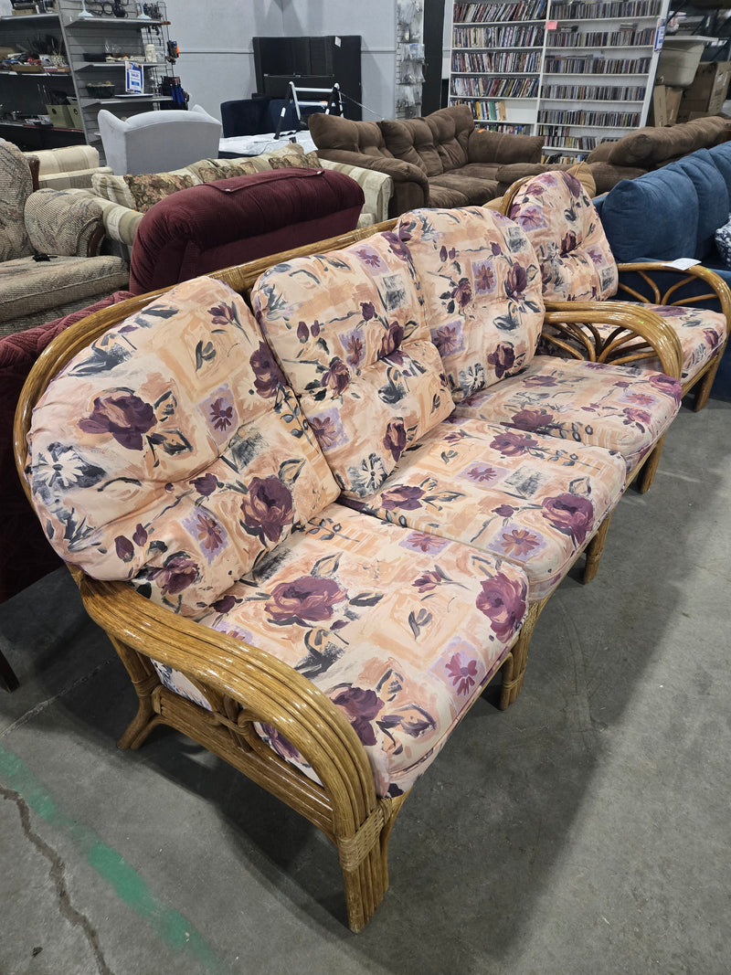 Vogel Rattan Floral Print 3-Seater Sofa