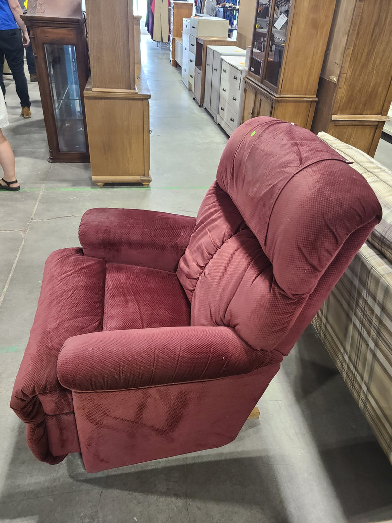 La-Z-Boy Burgundy Plush Velvet Rocker Recliner