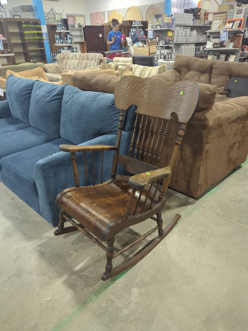 Pressed-back Oak Rocking Chair