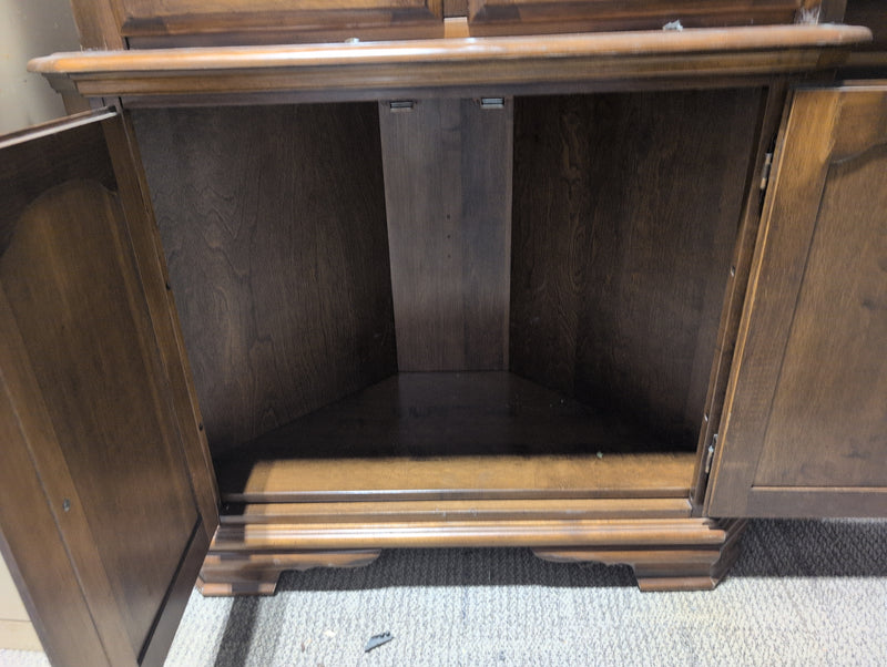 Dark Wood Corner Cabinet with Glass Doors