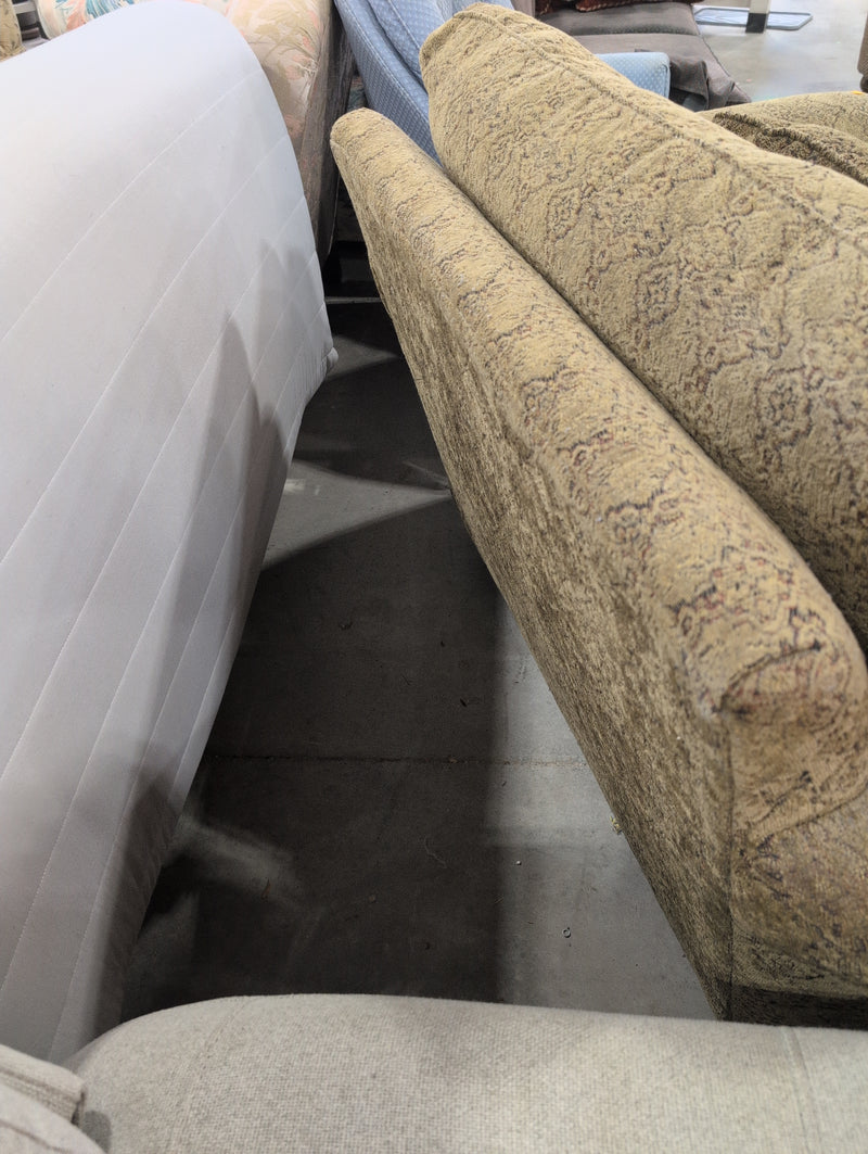 Wide Greenish Brown Armchair with Red and Black Patterns