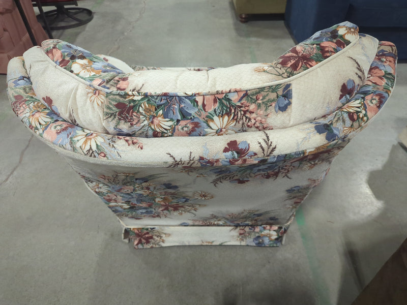 Red and Blue Floral Armchair