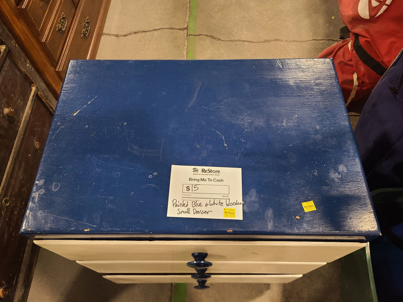 Charming Blue and White Small Wooden Dresser