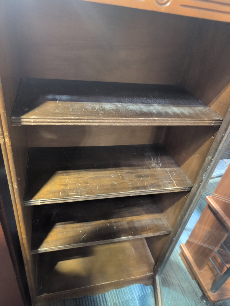 Wooden Shelves with Large Glass Windowed Door