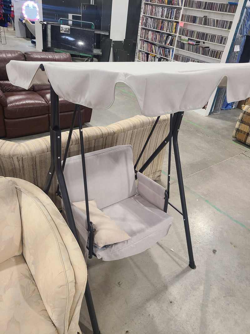 Outdoor Single-Seat Patio Swing with Adjustable Canopy