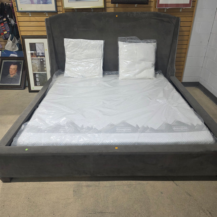 Grey Velvet King Bedframe